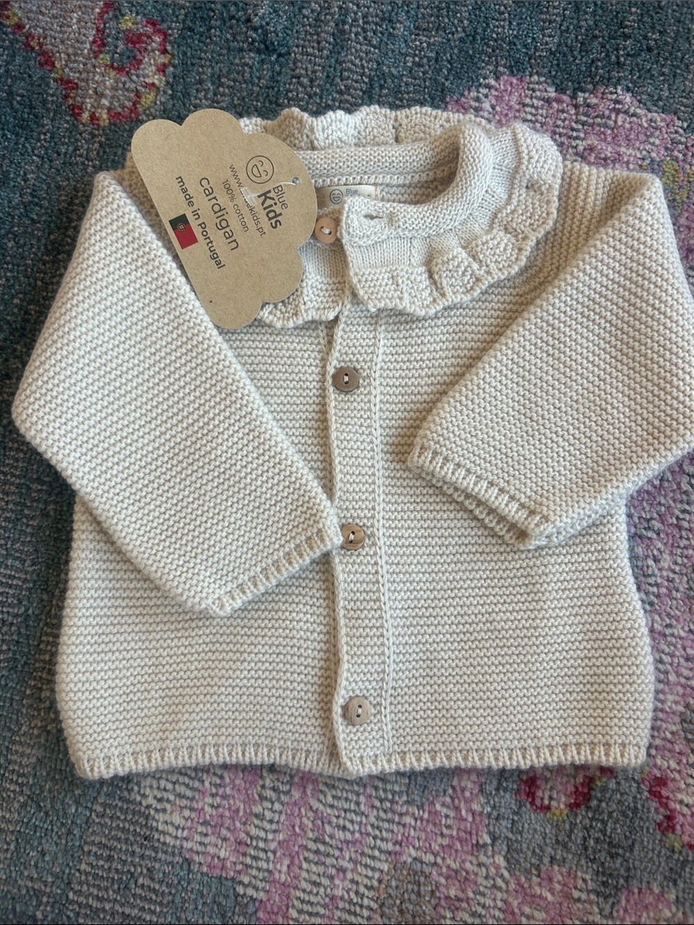 Cream Knit Baby Cardigan 100% cotton